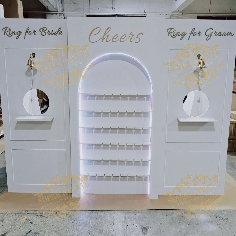 PVC Champagne Display Wall Shelf - White