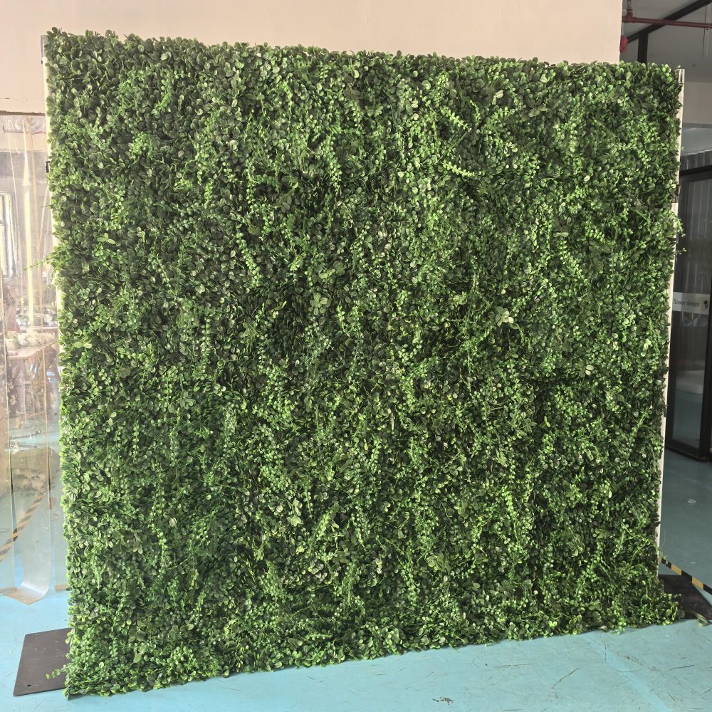 HE-BD150 2D Fabric Artificial Green Wall Rolling Up Curtain Flower Wall - 8ft*8ft