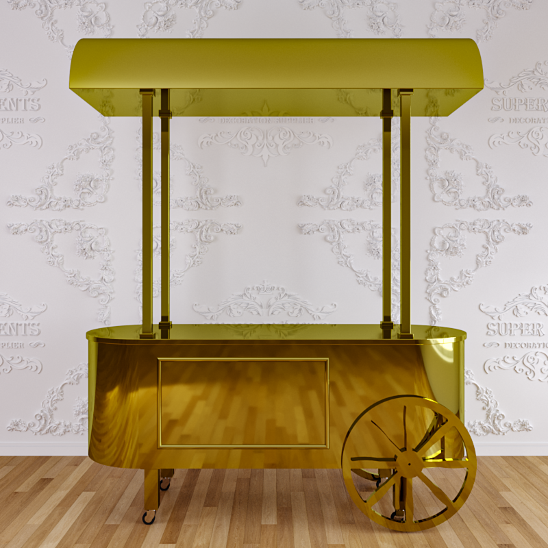 MDF Candy Dessert Cart with Wheels - Gold