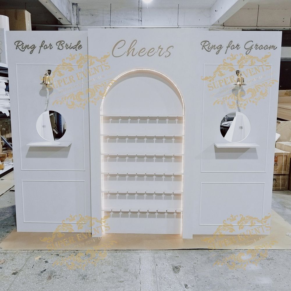 PVC Champagne Display Wall Shelf - White