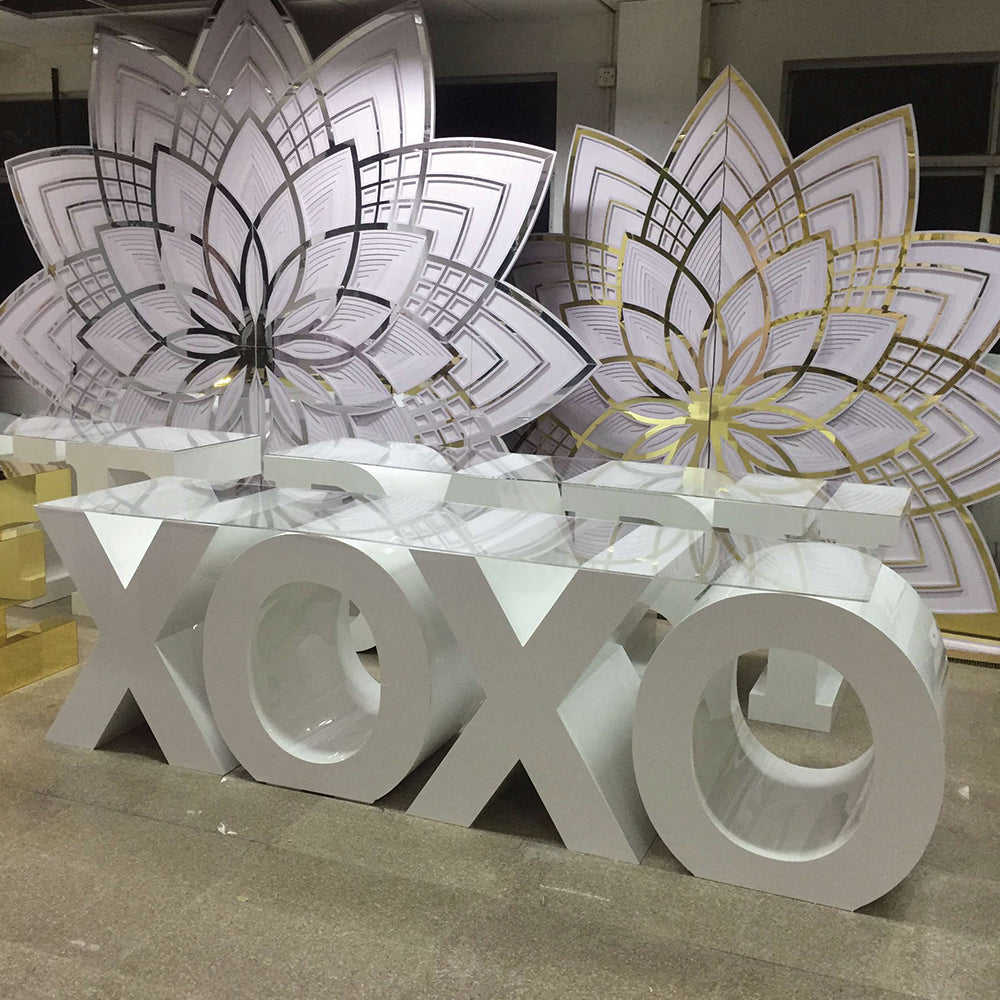 Custom Metal 26 Letters Table Decor with Acrylic Desktop- White