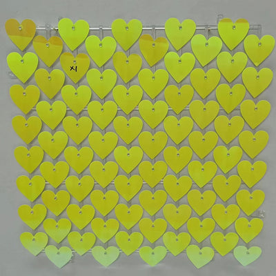 Heart Shape Shimmer Wall Panels / Clip Hole Backing & Heart Sequins - Orange