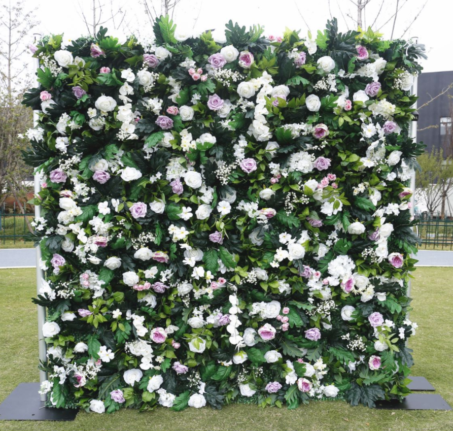 BD-076 3D Fabric Artificial Flower Backdrop Rolling Up Curtain Flower Wall - 8ft*8ft