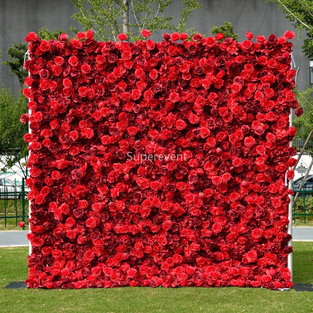 3D Fabric Artificial Flower Backdrop Rolling Up Curtain Flower Wall - 8ft*8ft