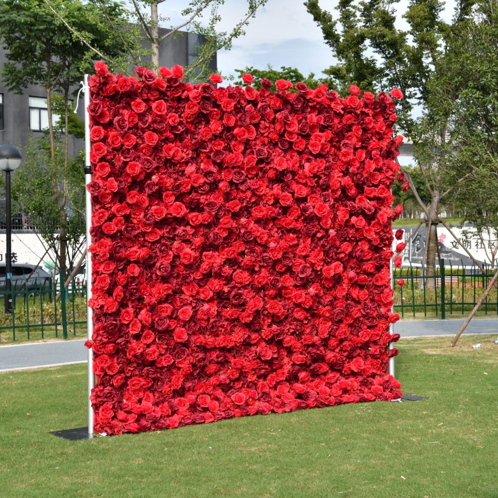 3D Fabric Artificial Flower Backdrop Rolling Up Curtain Flower Wall - 8ft*8ft