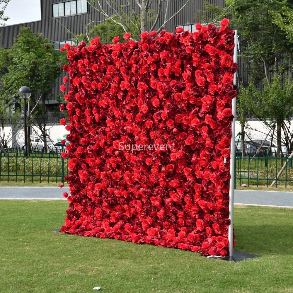 3D Fabric Artificial Flower Backdrop Rolling Up Curtain Flower Wall - 8ft*8ft