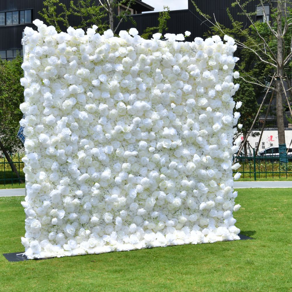 BD060-1 5D Fabric Artificial Flower Backdrop Rolling Up Curtain Flower Wall - 8ft*8ft