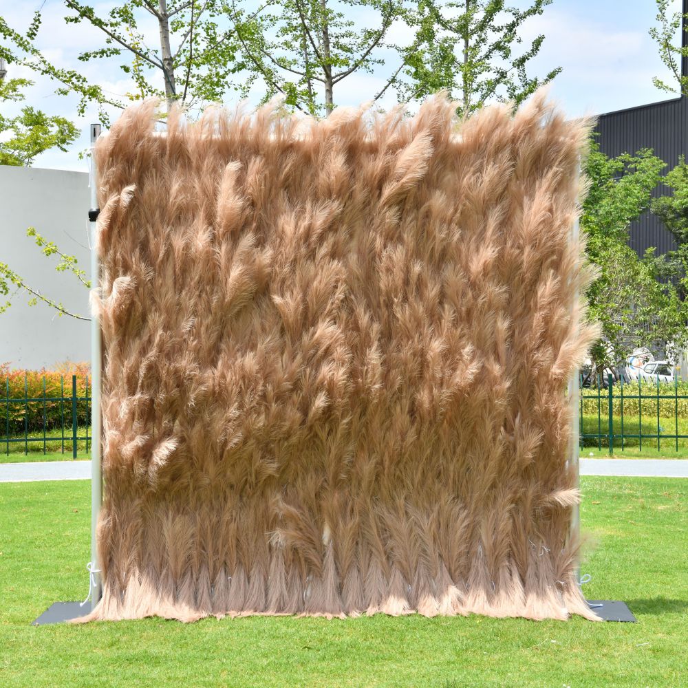 HE-BD114 3D Pampas Backdrop Rolling Up Curtain Flower Wall - 8ft*8ft