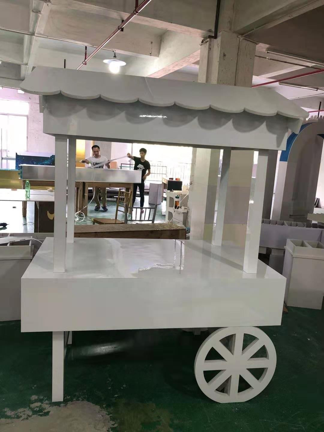 Acrylic+PVC Candy Dessert Cart with Wheels - White