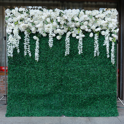 BD-051 2D Fabric Artificial Green Wall Rolling Up Curtain Flower Wall - 8ft*8ft