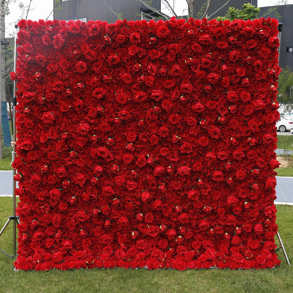 BD-041 3D Fabric Artificial Flower Backdrop Rolling Up Curtain Flower Wall - 8ft*8ft
