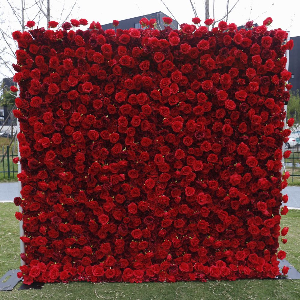 BD-060 5D Fabric Artificial Flower Backdrop Rolling Up Curtain Flower Wall - 8ft*8ft