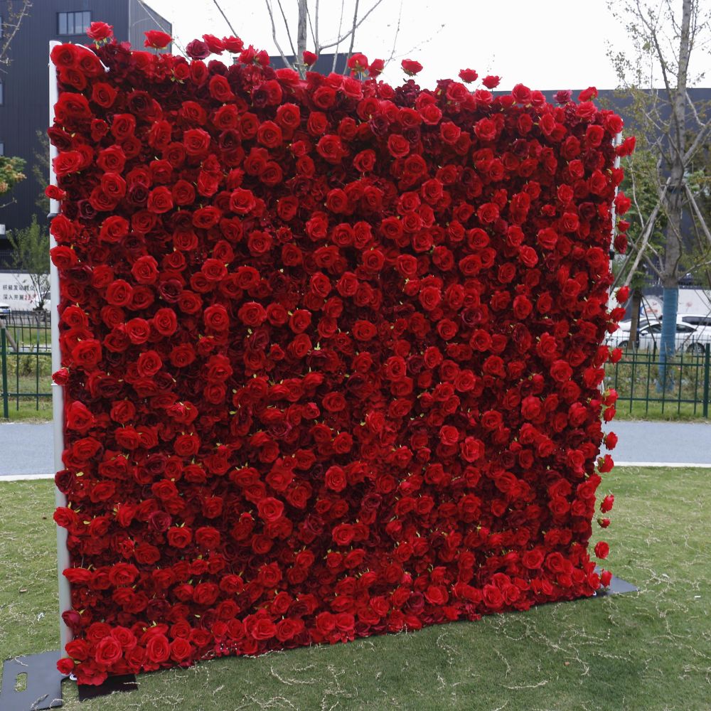 BD-060 5D Fabric Artificial Flower Backdrop Rolling Up Curtain Flower Wall - 8ft*8ft