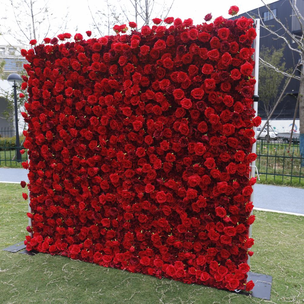 BD-060 5D Fabric Artificial Flower Backdrop Rolling Up Curtain Flower Wall - 8ft*8ft