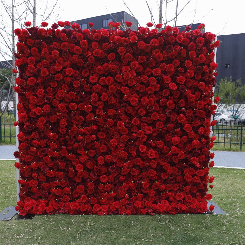 BD-060 5D Fabric Artificial Flower Backdrop Rolling Up Curtain Flower Wall - 8ft*8ft