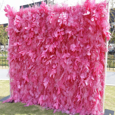 HE-BD063 5D Feather Backdrop Rolling Up Curtain Flower Wall - 8ft*8ft