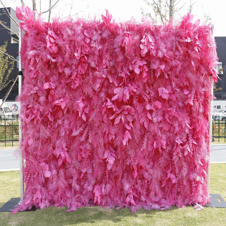 HE-BD063 5D Feather Backdrop Rolling Up Curtain Flower Wall - 8ft*8ft