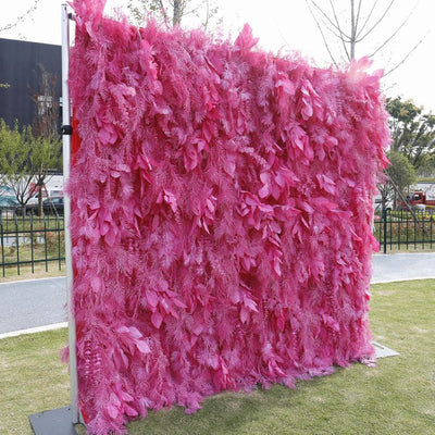 HE-BD063 5D Feather Backdrop Rolling Up Curtain Flower Wall - 8ft*8ft