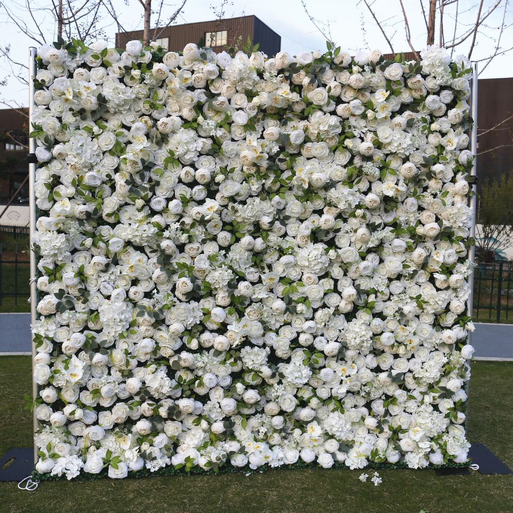 BD-079 5D Fabric Artificial Flower Backdrop Rolling Up Curtain Grass Wall - 8ft*8ft