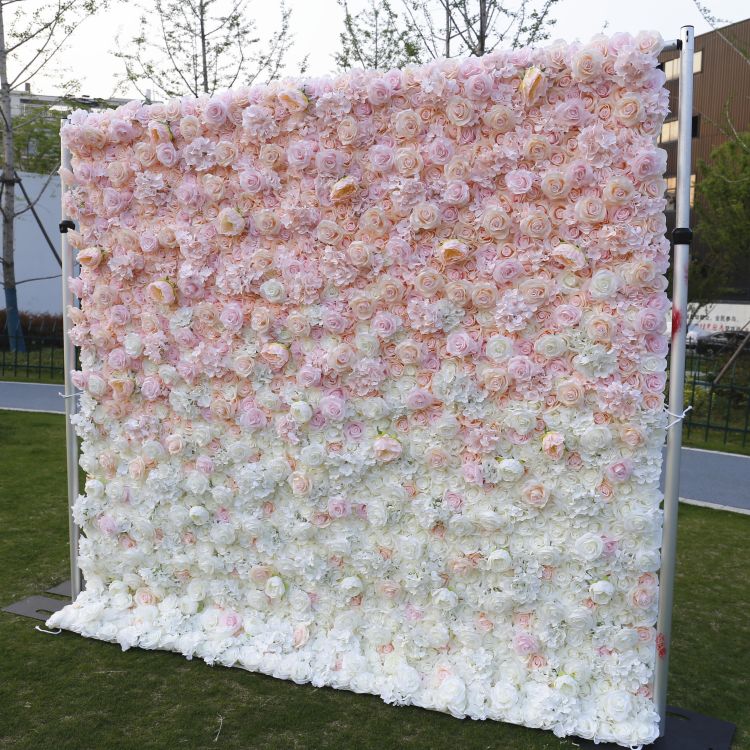 BDJ-101 3D Fabric Artificial Flower Backdrop Rolling Up Curtain Flower Wall - 8ft*8ft