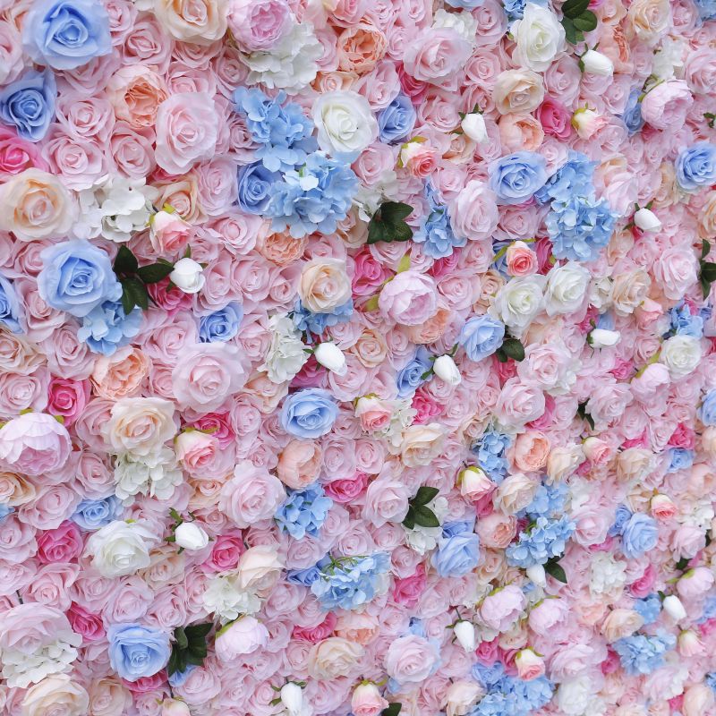 BD106 3D Rose Floral Artificial Flower Backdrop Rolling Up Curtain Flower Wall - 8ft*8ft