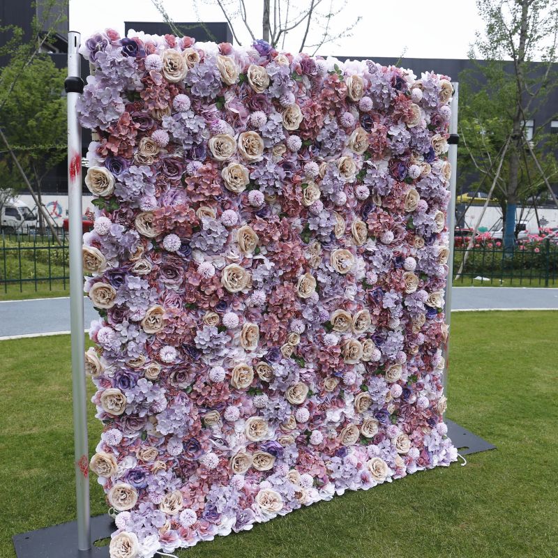 3D Rose Floral Artificial Flower Backdrop Rolling Up Curtain Flower Wall - 8ft*8ft