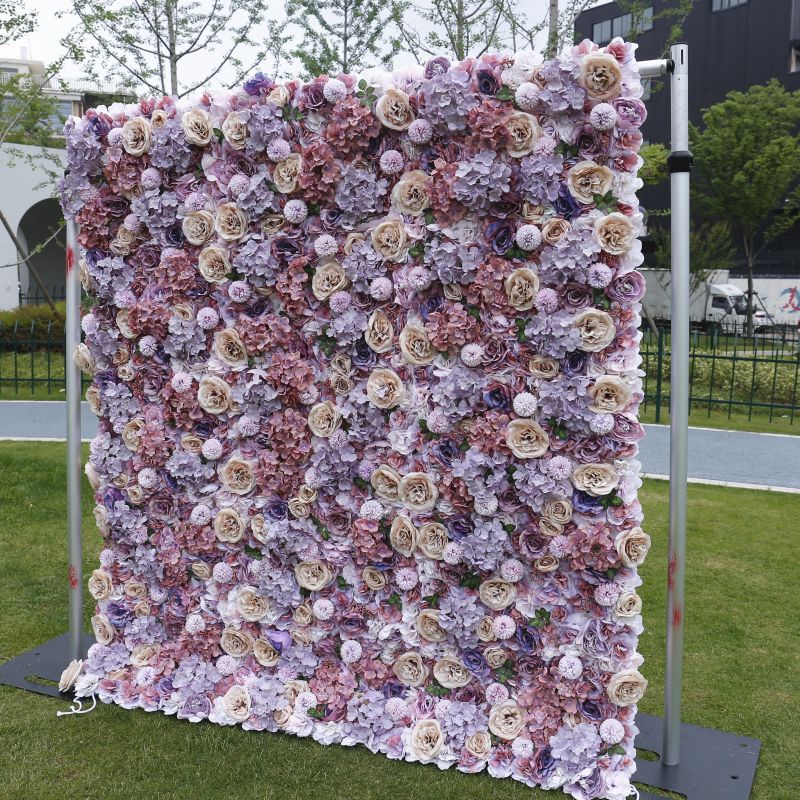 3D Rose Floral Artificial Flower Backdrop Rolling Up Curtain Flower Wall - 8ft*8ft