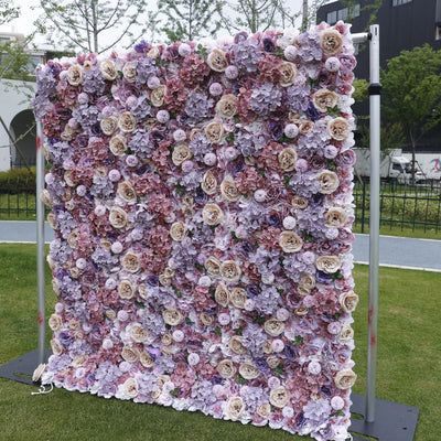 3D Rose Floral Artificial Flower Backdrop Rolling Up Curtain Flower Wall - 8ft*8ft