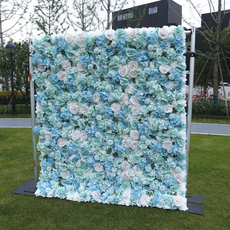 BD109 3D Rose Floral Artificial Flower Backdrop Rolling Up Curtain Flower Wall - 8ft*8ft