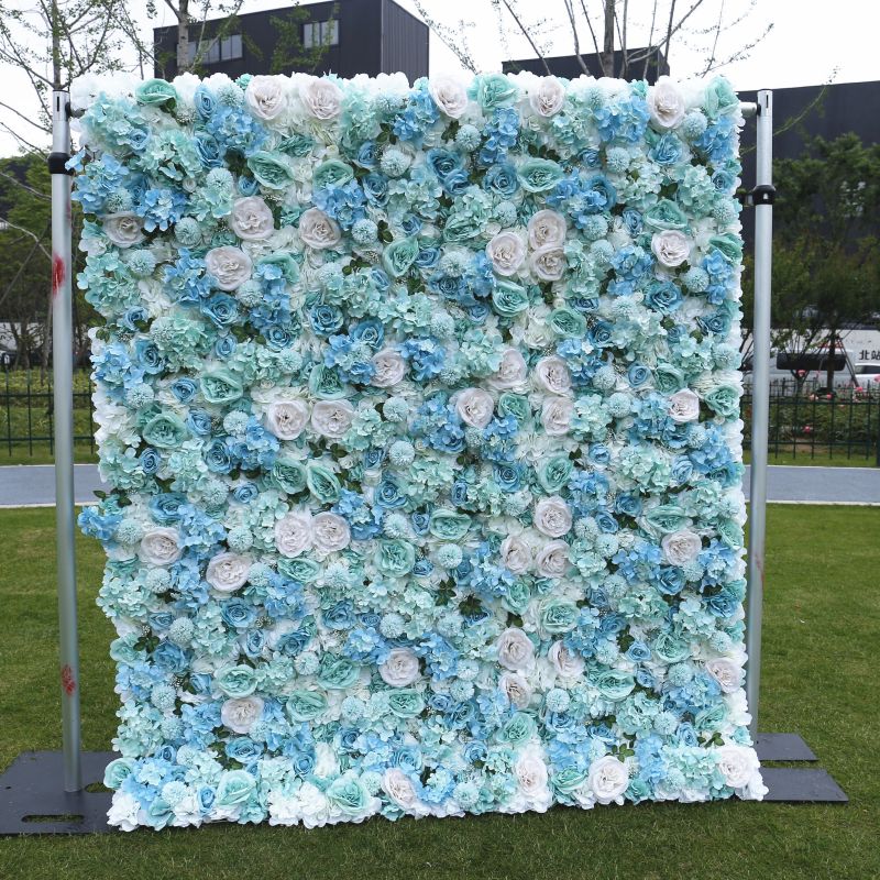 BD109 3D Rose Floral Artificial Flower Backdrop Rolling Up Curtain Flower Wall - 8ft*8ft