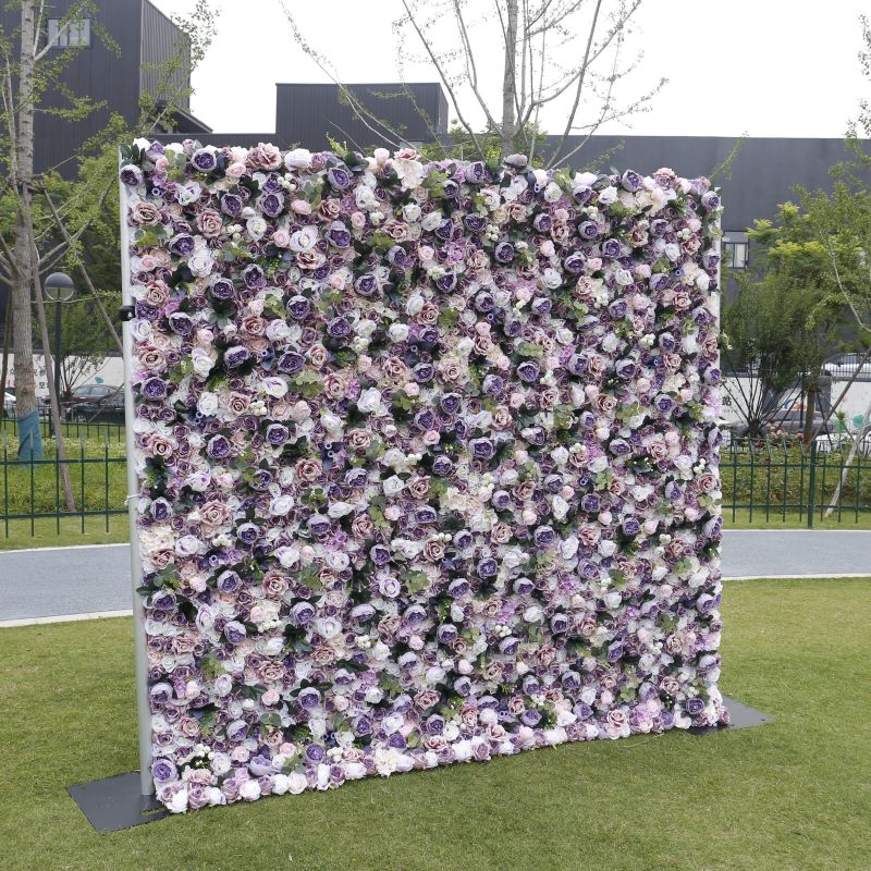 BD117 3D Rose Floral Artificial Flower Backdrop Rolling Up Curtain Flower Wall - 8ft*8ft