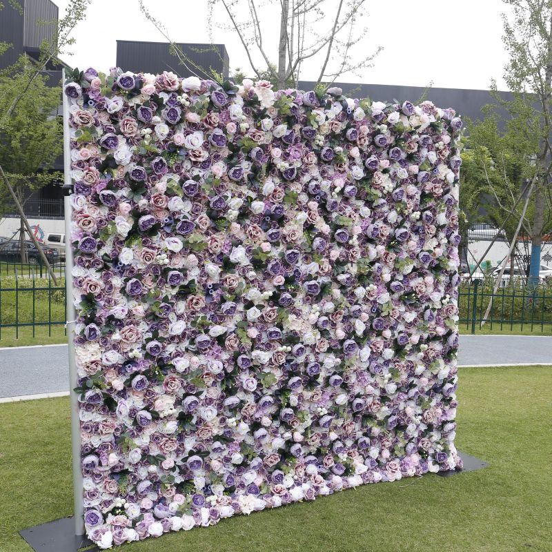 BD117 3D Rose Floral Artificial Flower Backdrop Rolling Up Curtain Flower Wall - 8ft*8ft