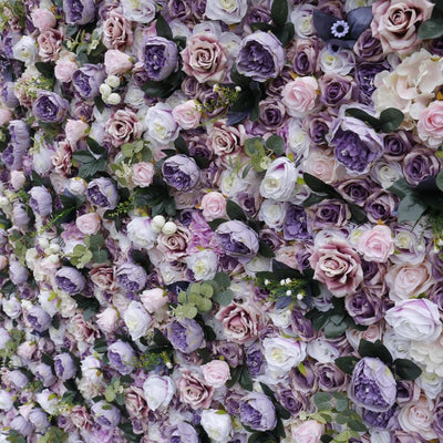 BD117 3D Rose Floral Artificial Flower Backdrop Rolling Up Curtain Flower Wall - 8ft*8ft