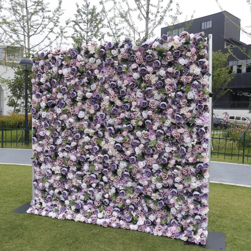 BD117 3D Rose Floral Artificial Flower Backdrop Rolling Up Curtain Flower Wall - 8ft*8ft