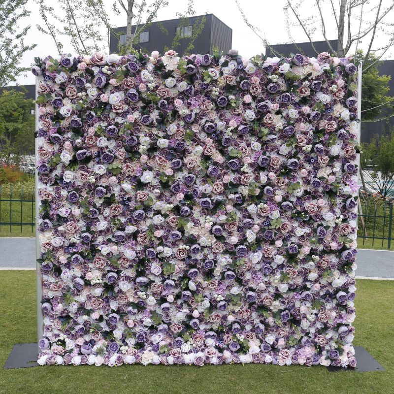 BD117 3D Rose Floral Artificial Flower Backdrop Rolling Up Curtain Flower Wall - 8ft*8ft