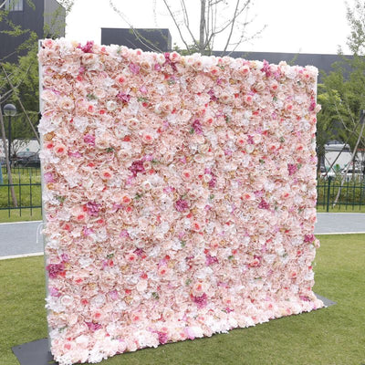 BD-118 3D Fabric Artificial Flower Backdrop Rolling Up Curtain Flower Wall - 8ft*8ft