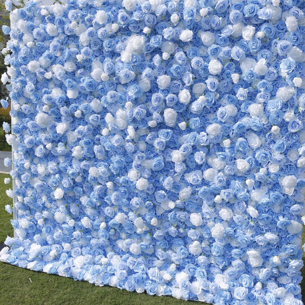 BD-123 5D Fabric Artificial Flower Backdrop Rolling Up Curtain Grass Wall - 8ft*8ft