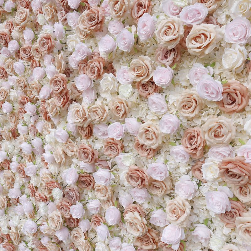 BD131 3D Rose Floral Artificial Flower Backdrop Rolling Up Curtain Flower Wall - 8ft*8ft