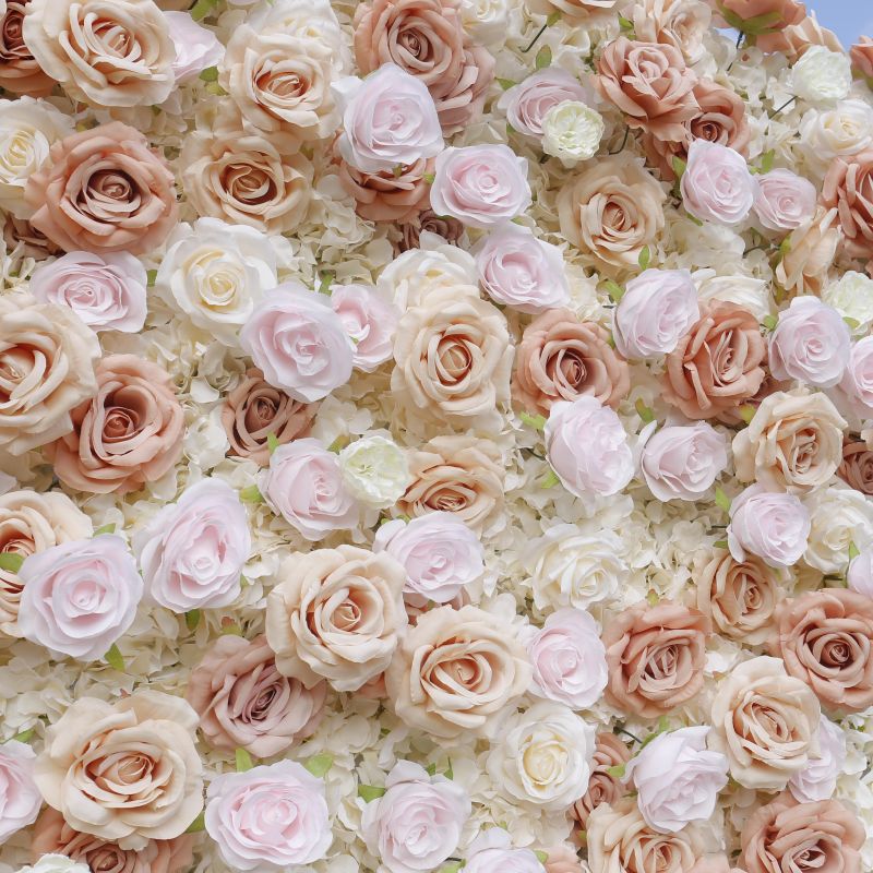 BD131 3D Rose Floral Artificial Flower Backdrop Rolling Up Curtain Flower Wall - 8ft*8ft