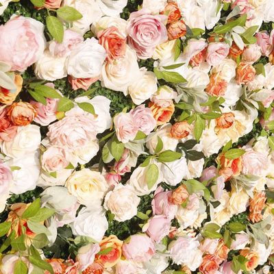 BD134 3D Rose Floral Artificial Flower Backdrop Rolling Up Curtain Flower Wall - 8ft*8ft