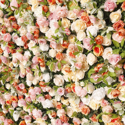 BD134 3D Rose Floral Artificial Flower Backdrop Rolling Up Curtain Flower Wall - 8ft*8ft