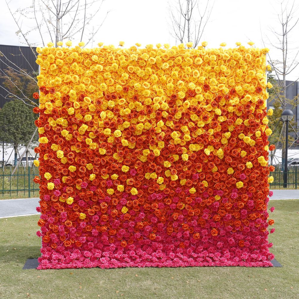 BDJ-133 5D Fabric Artificial Flower Backdrop Rolling Up Curtain Flower Wall - 8ft*8ft