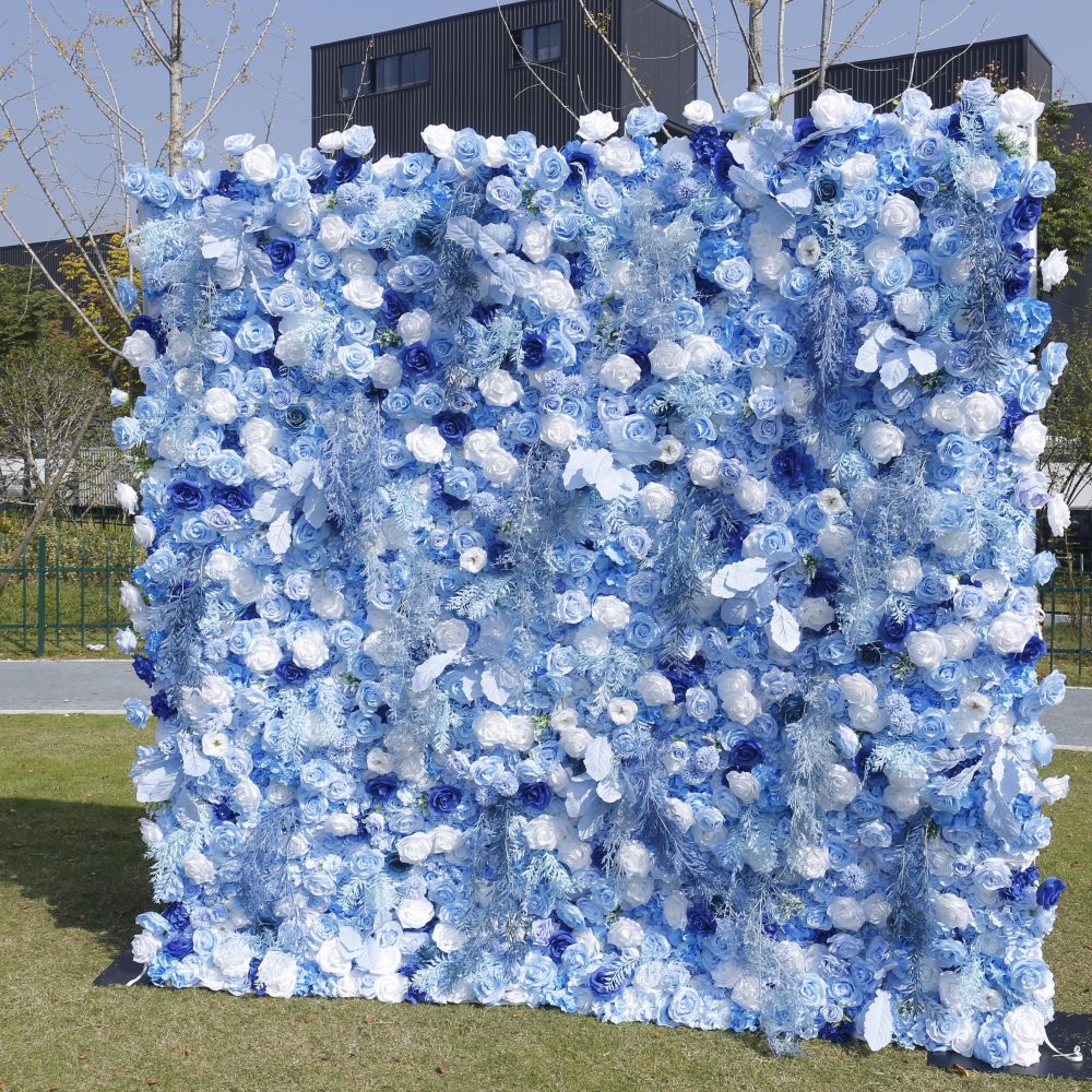 BD-135 5D Fabric Artificial Flower Backdrop Rolling Up Curtain Grass Wall - 8ft*8ft