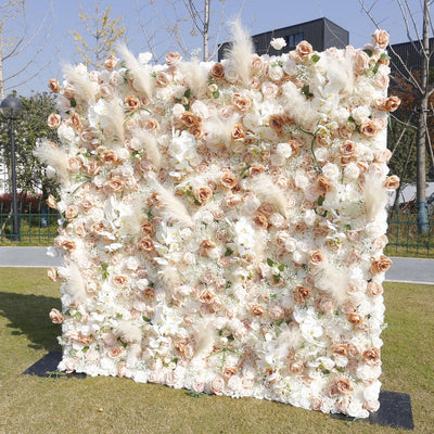 BD-136 5D Fabric Artificial Flower Backdrop Rolling Up Curtain Grass Wall - 8ft*8ft