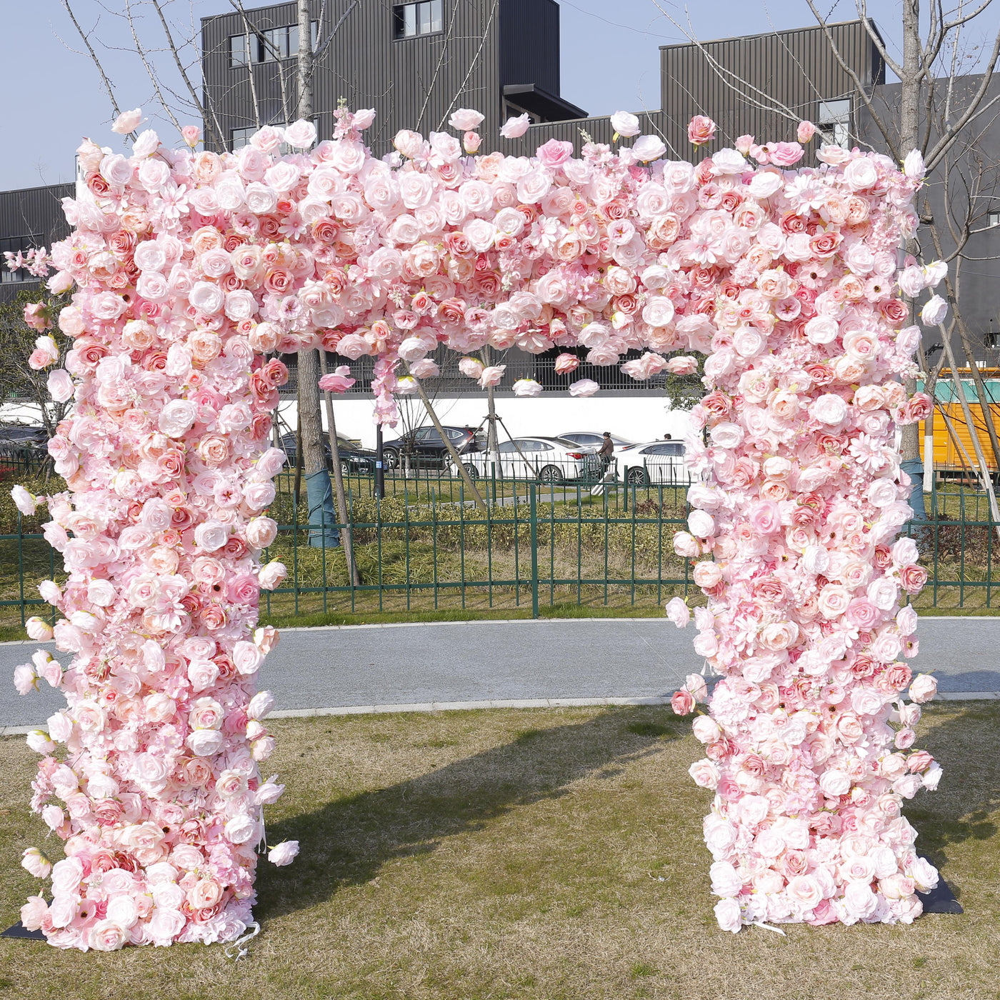 Square Artificial Silk Wedding Arch Flower Decoration Arrangement Floral Backdrop