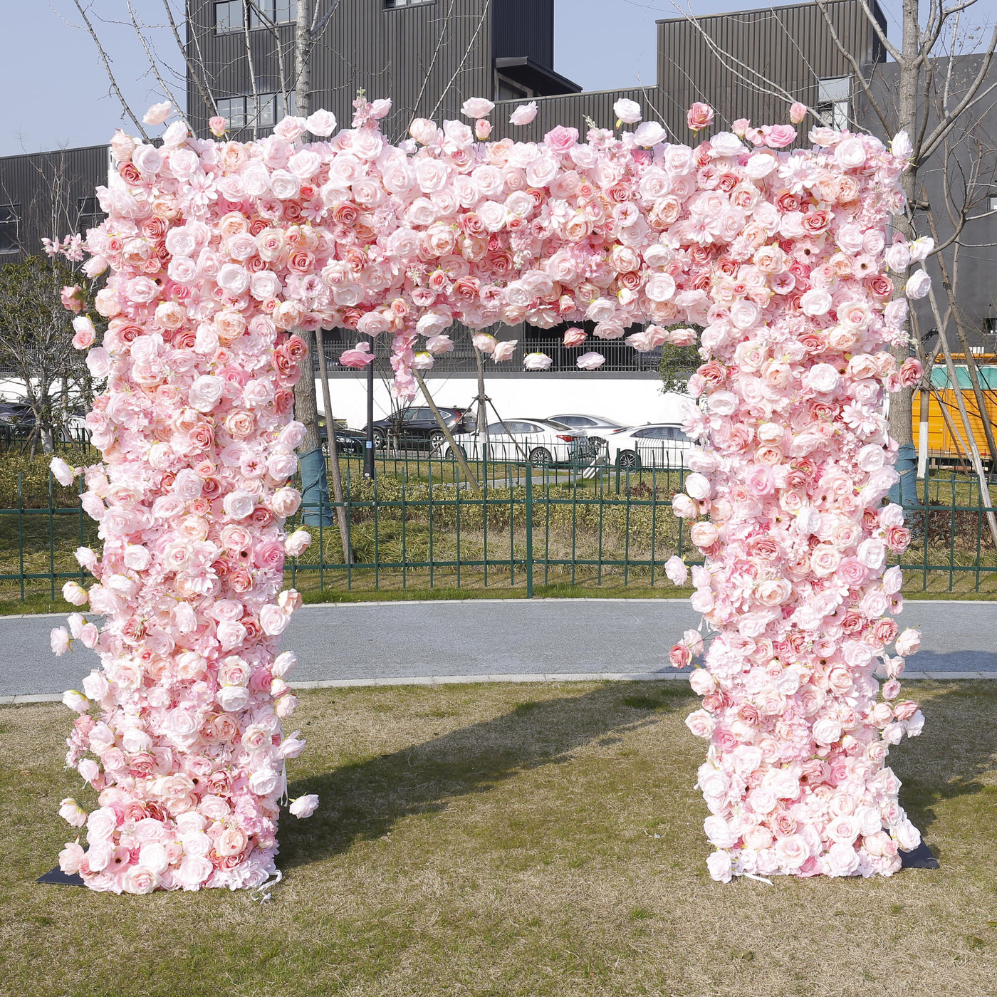 Square Artificial Silk Wedding Arch Flower Decoration Arrangement Floral Backdrop