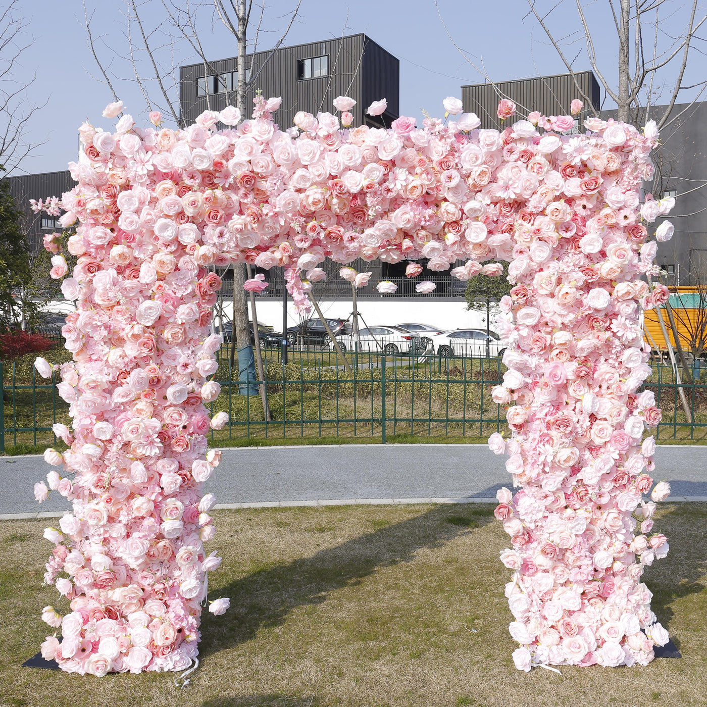 Square Artificial Silk Wedding Arch Flower Decoration Arrangement Floral Backdrop