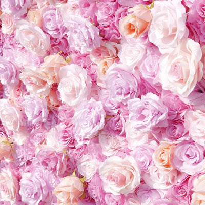 BD143 3D Rose Floral Artificial Flower Backdrop Rolling Up Curtain Flower Wall - 8ft*8ft