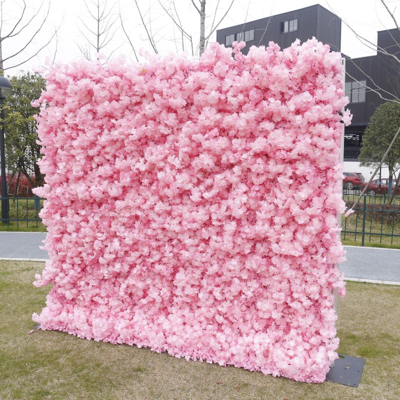 BD142 3D Rose Floral Artificial Flower Backdrop Rolling Up Curtain Flower Wall - 8ft*8ft