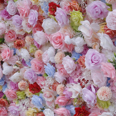 BD145 3D Rose Floral Artificial Flower Backdrop Rolling Up Curtain Flower Wall - 8ft*8ft